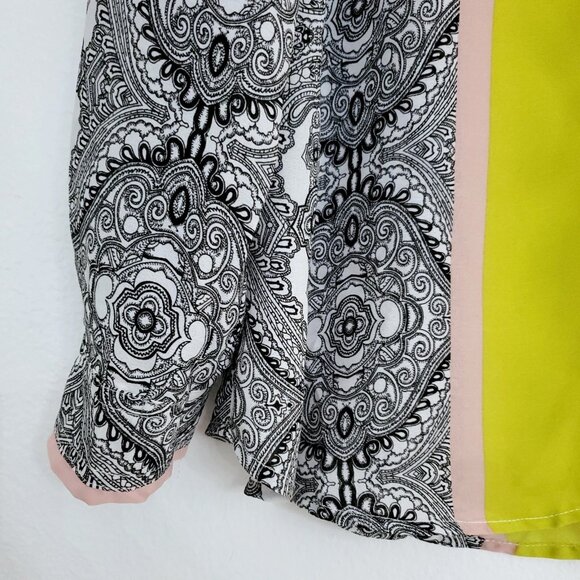 Democracy Women's Long Sleeve Button Up Printed Preppy Shirt Size Large - Picture 5 of 9